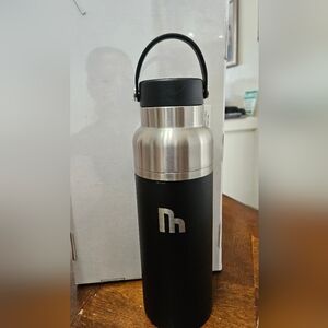 Black and Silver Insulated Water Bottle